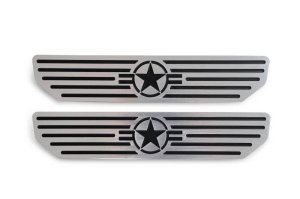 Jeep Wrangler Sill Plates - Rear - DV8 Offroad - Extruded Aluminum, Anodized Finish, Raised Brushed Accent Bars - Black - `18-`20